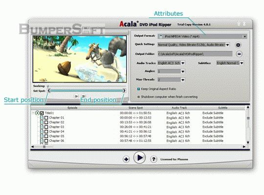 Acala DVD iPod Ripper Screenshot