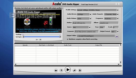 Acala DVD Audio Ripper Screenshot