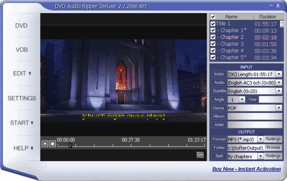 Isofter DVD Audio Ripper Deluxe Screenshot