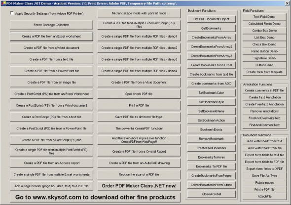 PDF Maker Class .NET Screenshot