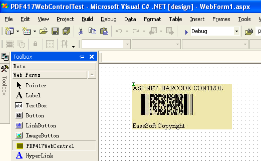 EaseSoft PDF417 ASP.NET Web Control Screenshot