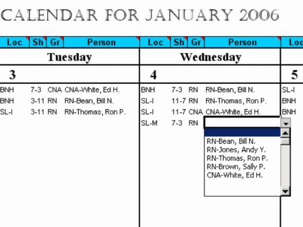 S16-Shift Calendar Screenshot