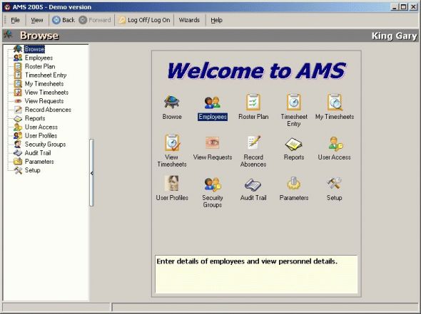 AMS (Absence Management System) Screenshot