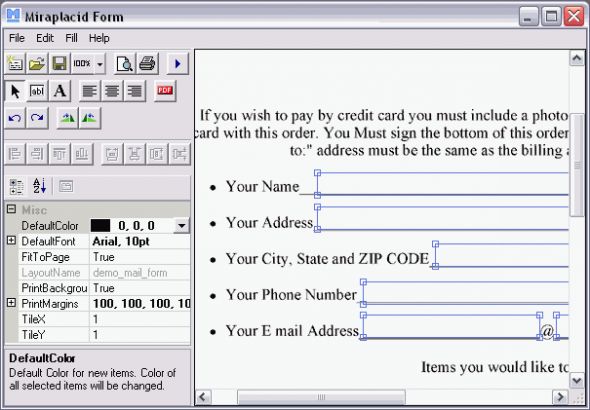 Miraplacid Form Professional Screenshot