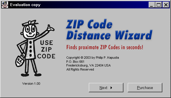 ZIP Code Distance Wizard Screenshot