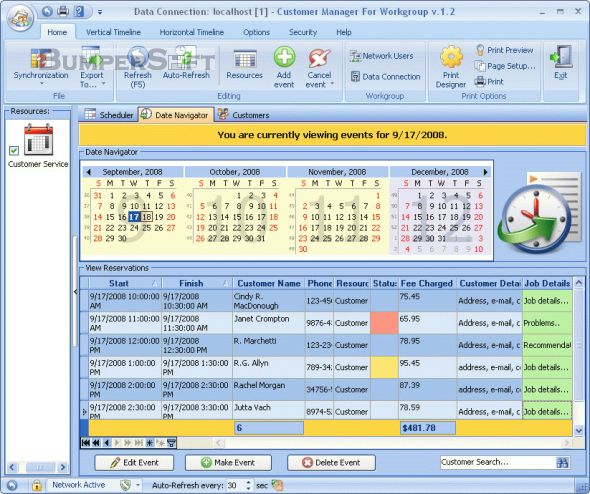 Customer Manager for Workgroup Screenshot