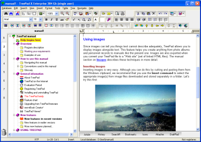 TreePad X Enterprise (12 Gb, single-user) Screenshot