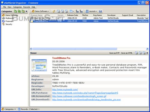 eSoftSerial Organizer Screenshot