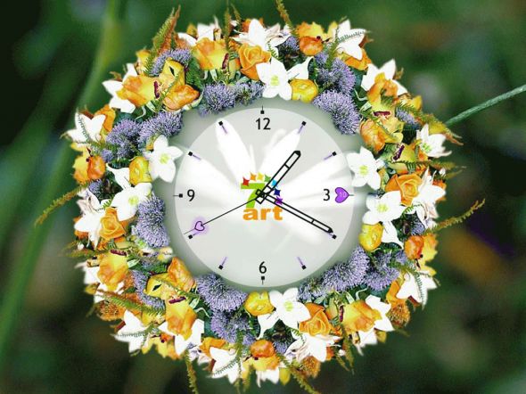 7art White Flower Clock ScreenSaver Screenshot