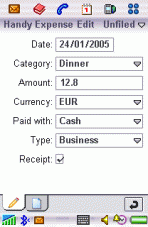 Handy Expense for Symbian UIQ 2.x 3.0